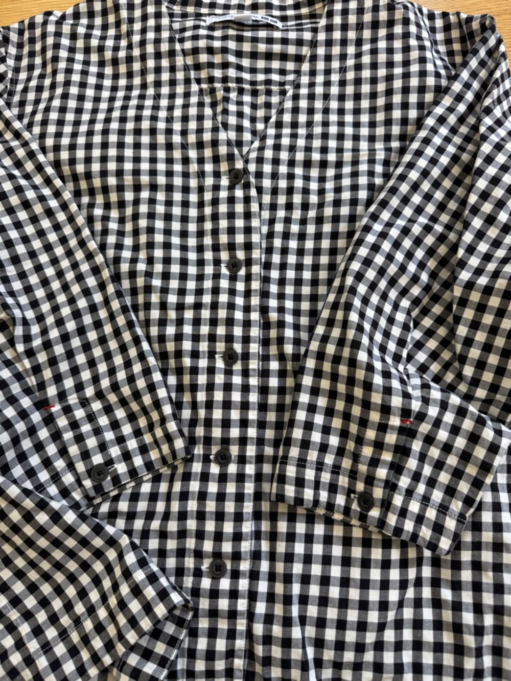 Uniqlo x Ines De La Fressange Cotton Button-Front Gingham Blouse - Black & White - Picture 6 of 12